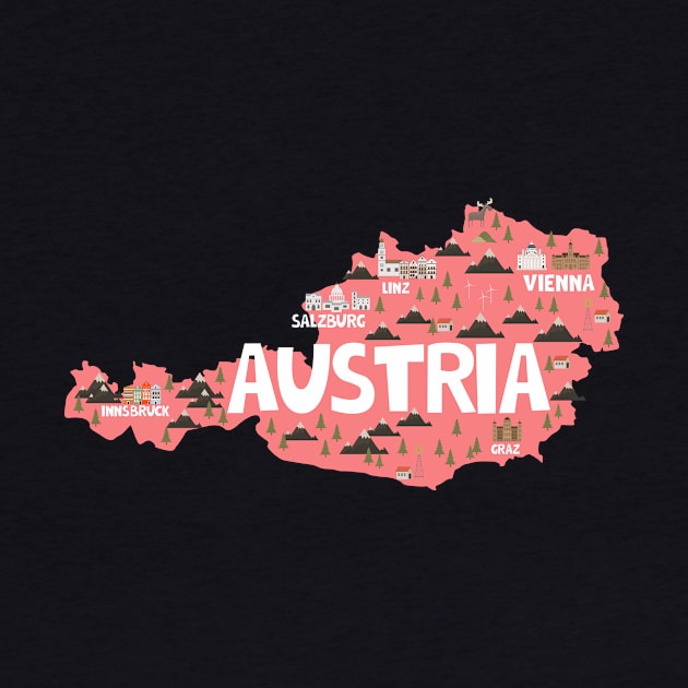 Austria Illustrated Map by JunkyDotCom